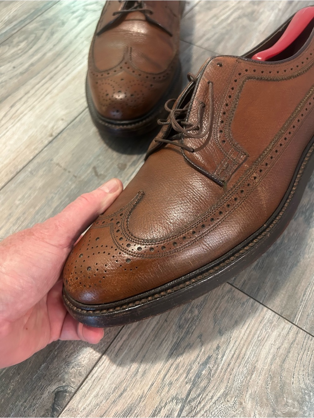 Florsheim Imperial 93602 Wingtip Shoes Men’s 11.5 D Brown Pebble Grain - Picture 2 of 13